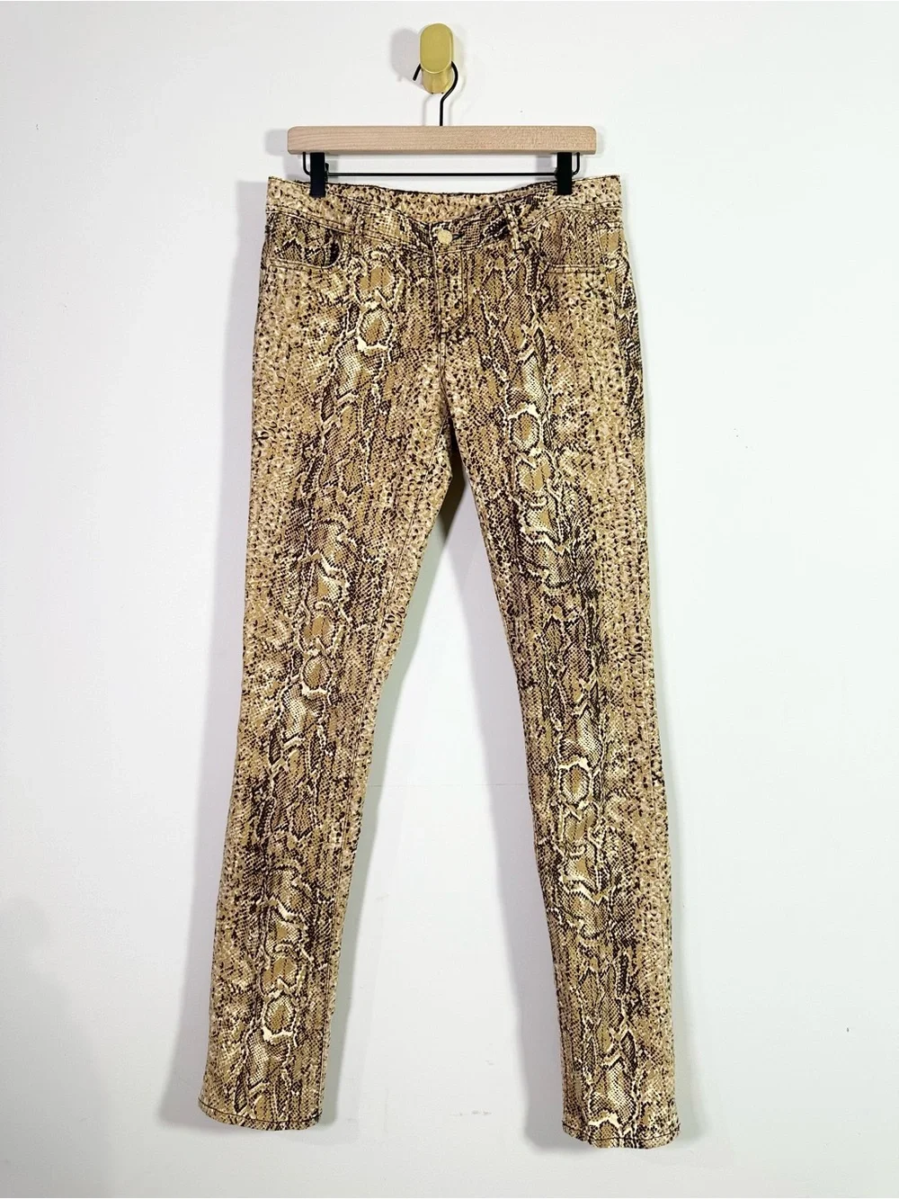 Tory Burch Brown Snakeskin Print Mid Rise Super Skinny Jeans